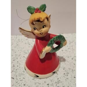 Vtg RARE Napco Noel O Angel Bell Ornament Xmas  Lefton Japan Figurine Ceramic